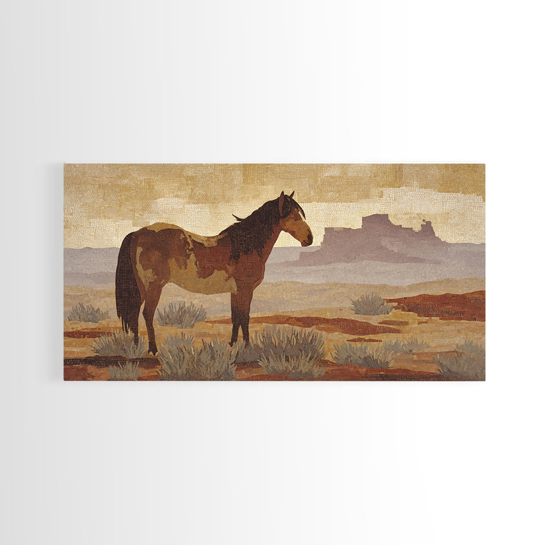 Eagle Flying Above Mountain Ridge Framed Canvas Print, Western Art, Painting, Southwestern Decor, Fine Art, Frontier, WES-2x1-9