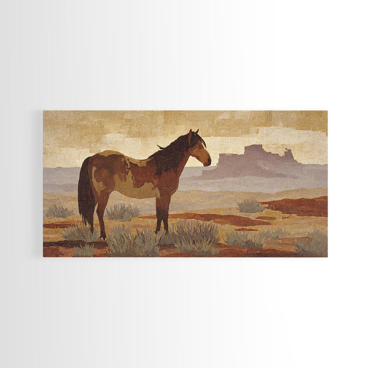 Eagle Flying Above Mountain Ridge Framed Canvas Print, Western Art, Painting, Southwestern Decor, Fine Art, Frontier, WES-2x1-9