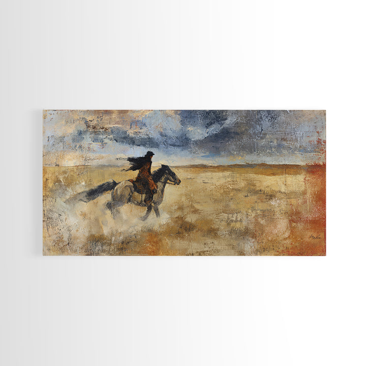 Train Crossing Western Plains Framed Canvas Print, Western Art, Farmhouse Decor, Southwestern Decor, Fine Art, Frontier, WES-2x1-91