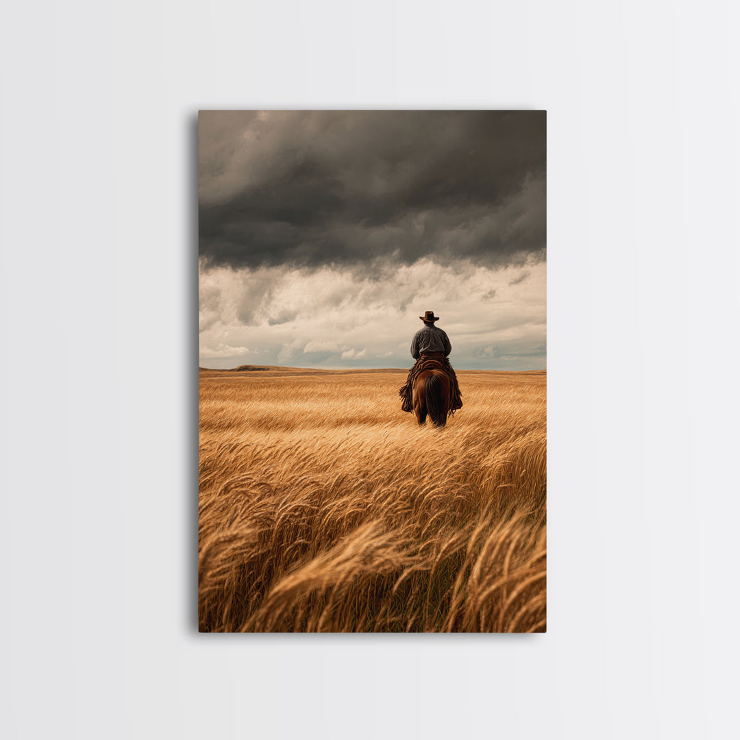 Golden Wheat Field Canvas Print, Western Art, Statement Artwork, Southwestern Decor, Fine Art, Frontier, Painting, Art Print, WES-2x3-32
