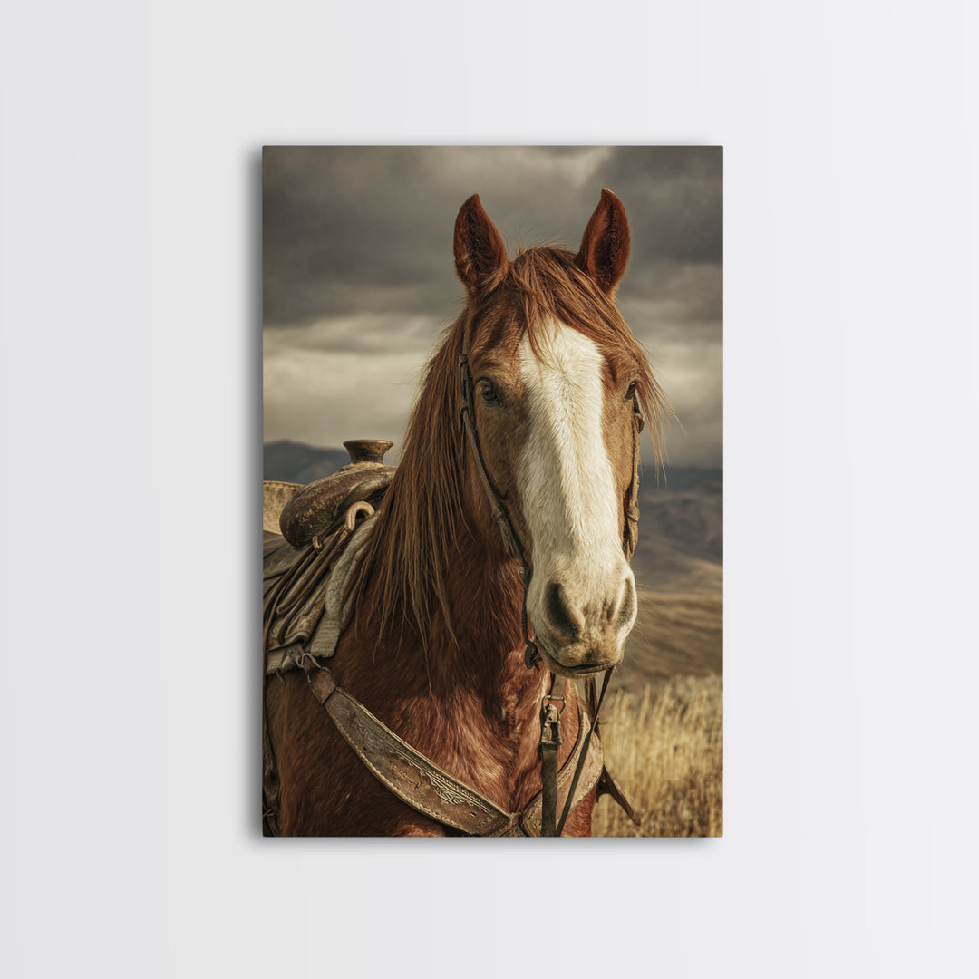 Wagon Wheel and Desert Sunset Framed Canvas Print, Western Art, Art, Southwestern Decor, Fine Art, Frontier, Western Wall Art, WES-2x3-52