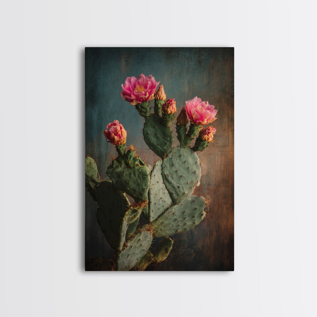 Prickly Pear Cactus Canvas Print, Western Art, Oil Painting, Southwestern Decor, Frontier, Digital Download Art, Landscape, WES-2x3-72