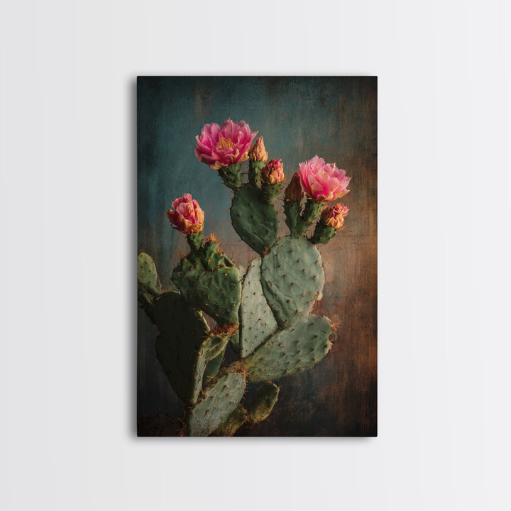 Prickly Pear Cactus Canvas Print, Western Art, Oil Painting, Southwestern Decor, Frontier, Digital Download Art, Landscape, WES-2x3-72