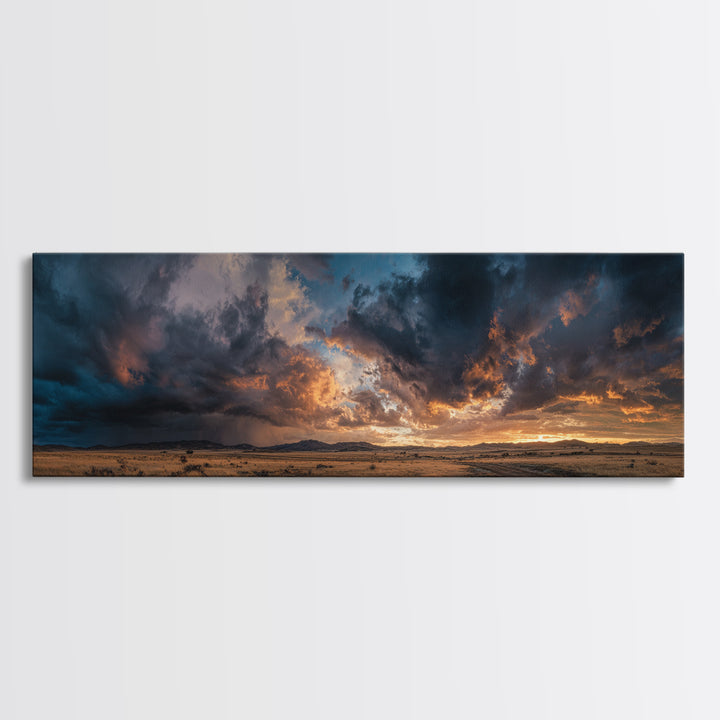 Cowboy Campfire under Starry Sky Canvas Print, Western Art, Western Prints, Southwestern Decor, Frontier, Luxury Decor, WES-3x1-6