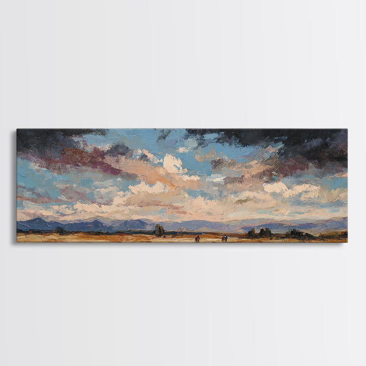Train Crossing Western Plains Framed Canvas Print, Western Art, Contemporary Art, Southwestern Decor, Fine Art, Frontier, WES-3x1-63