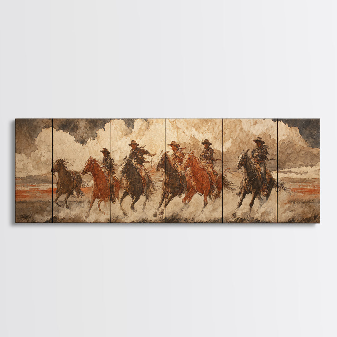 Sun Bleached Ranch Gate Framed Canvas Print, Western Art, Western Wall Art, Southwestern Decor, Watercolor Art, Frontier, WES-3x1-79