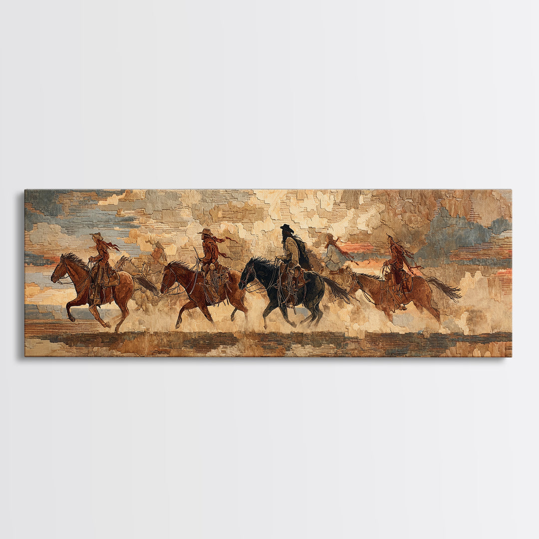 Southwestern Blanket Pattern Framed Canvas Print, Western Art, Trendy Wall Art, Southwestern Decor, Fine Art, Frontier, WES-3x1-9