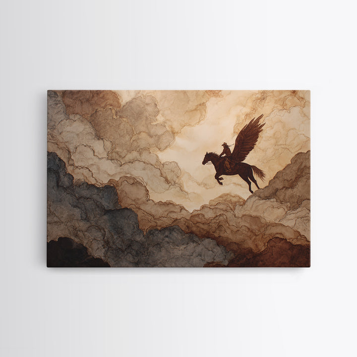 Eagle Flying Above Mountain Ridge Canvas Print, Western Art, Horse Wall Art, Southwestern Decor, Frontier, Luxury Decor, WES-3x2-17