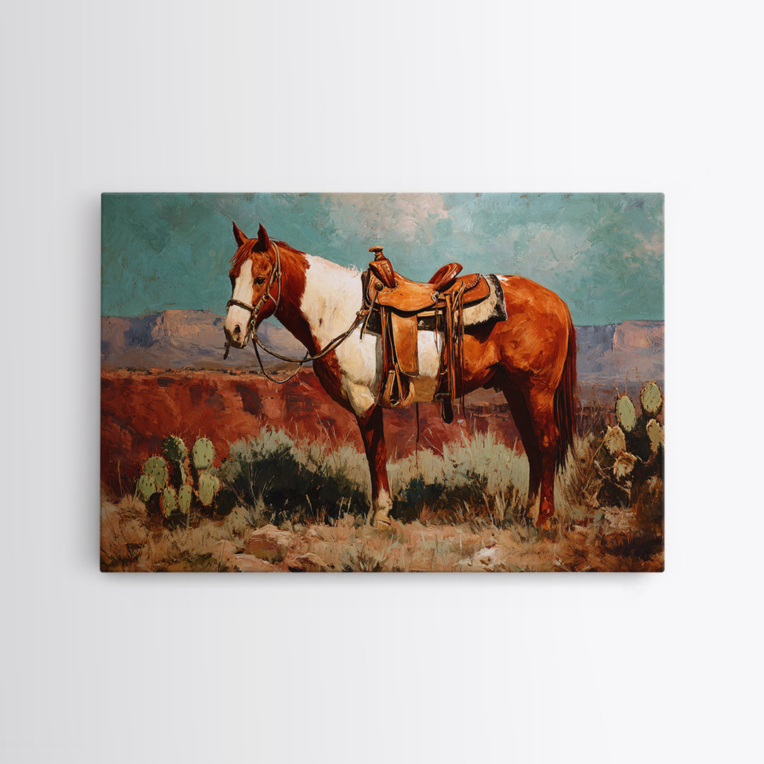 Cactus and Red Rock Canyon Landscape Framed Canvas Print, Western Art, Fine Art Print, Southwestern Decor, Fine Art, Frontier, WES-3x2-81
