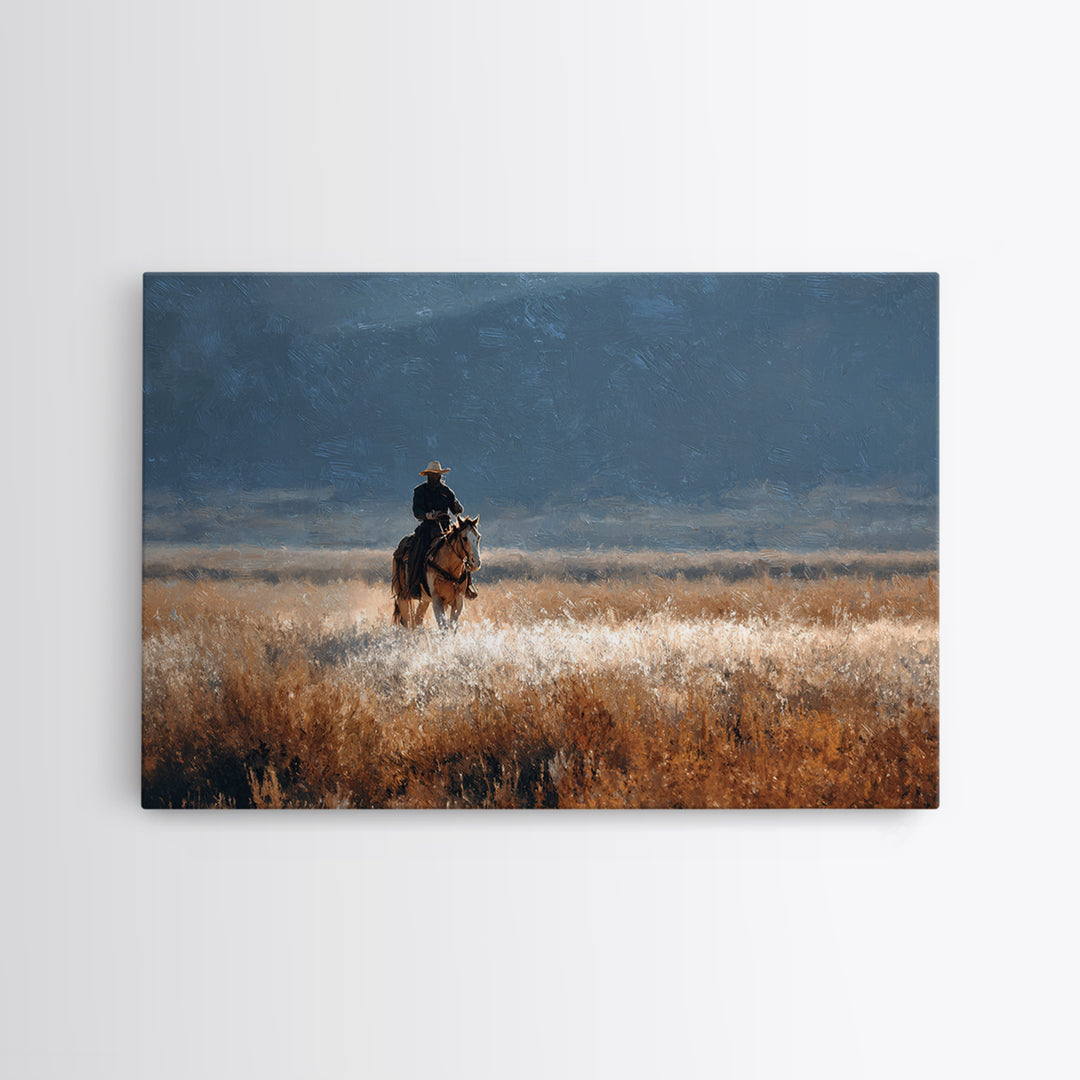 Train Crossing Western Plains Framed Canvas Print, Western Art, Farmhouse Decor, Southwestern Decor, Fine Art, Frontier, WES-3x2-99