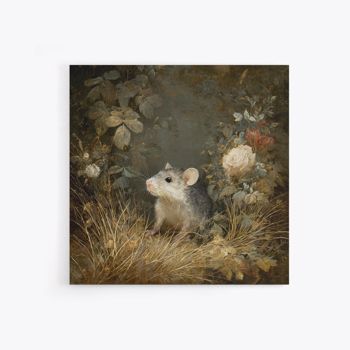 Mouse Ballerina in a Rose Garden Framed Canvas Print, Whimsical Art, Digital Print, Living Room Decor, Watercolor Art, Wonder, WHI-1x1-11