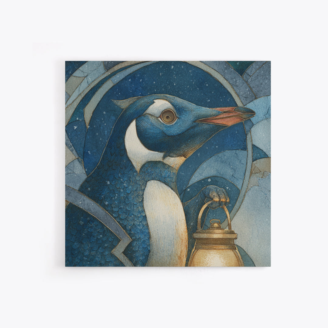 Penguin Holding a Lantern Canvas Print, Whimsical Art, Gallery Decor, Living Room Decor, Fine Art, Wonder, Wall Art, Home Decor, WHI-1x1-17