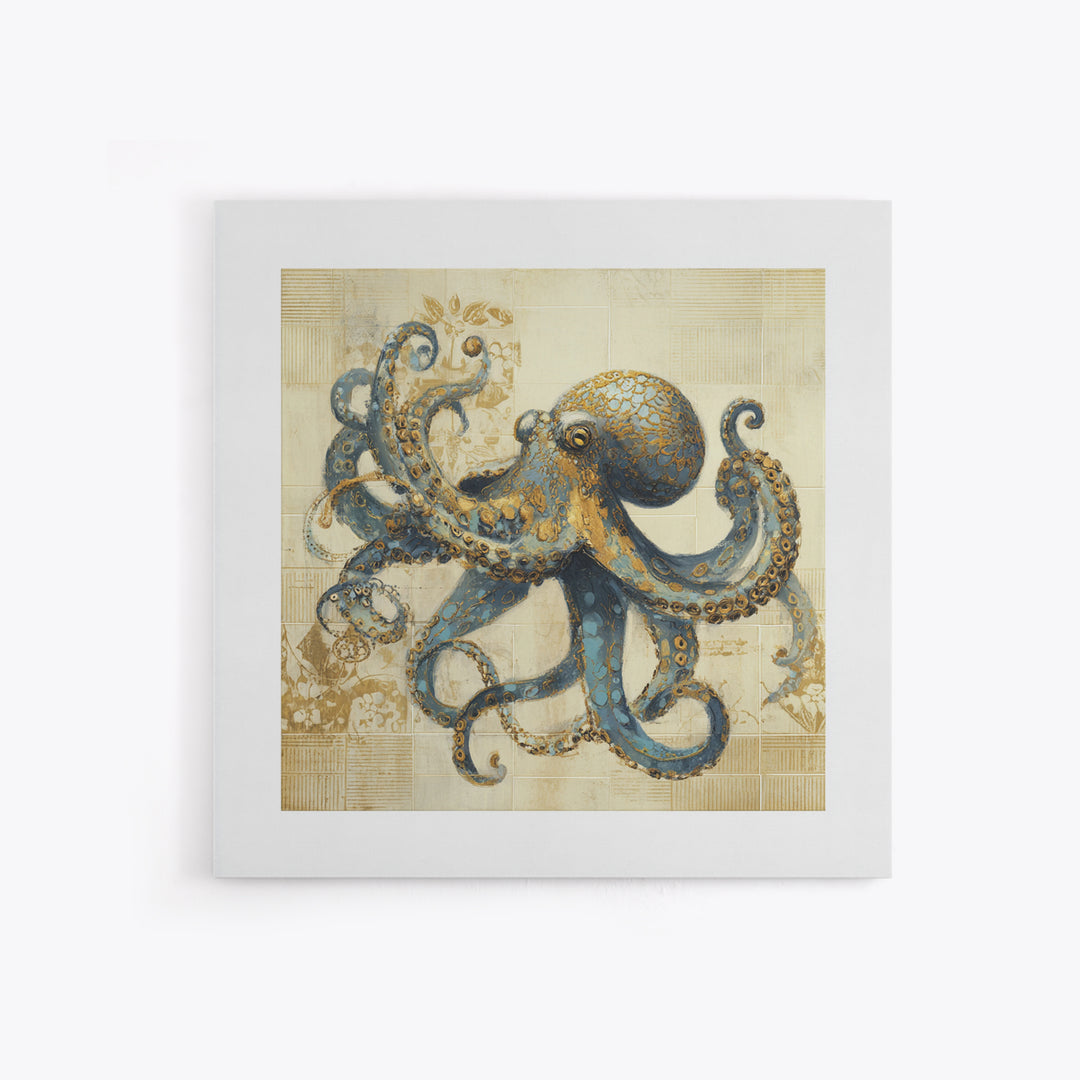 Octopus Conductor with Tiny Instruments Canvas Print, Whimsical Art, Dark Academia Decor, Living Room Decor, Fine Art, Wonder, WHI-1x1-18