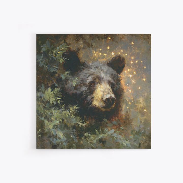 Bear Painting Stars Onto the Night Sky Canvas Print, Whimsical Art, Prints, Living Room Decor, Fine Art, Wonder, Printable Art, WHI-1x1-81