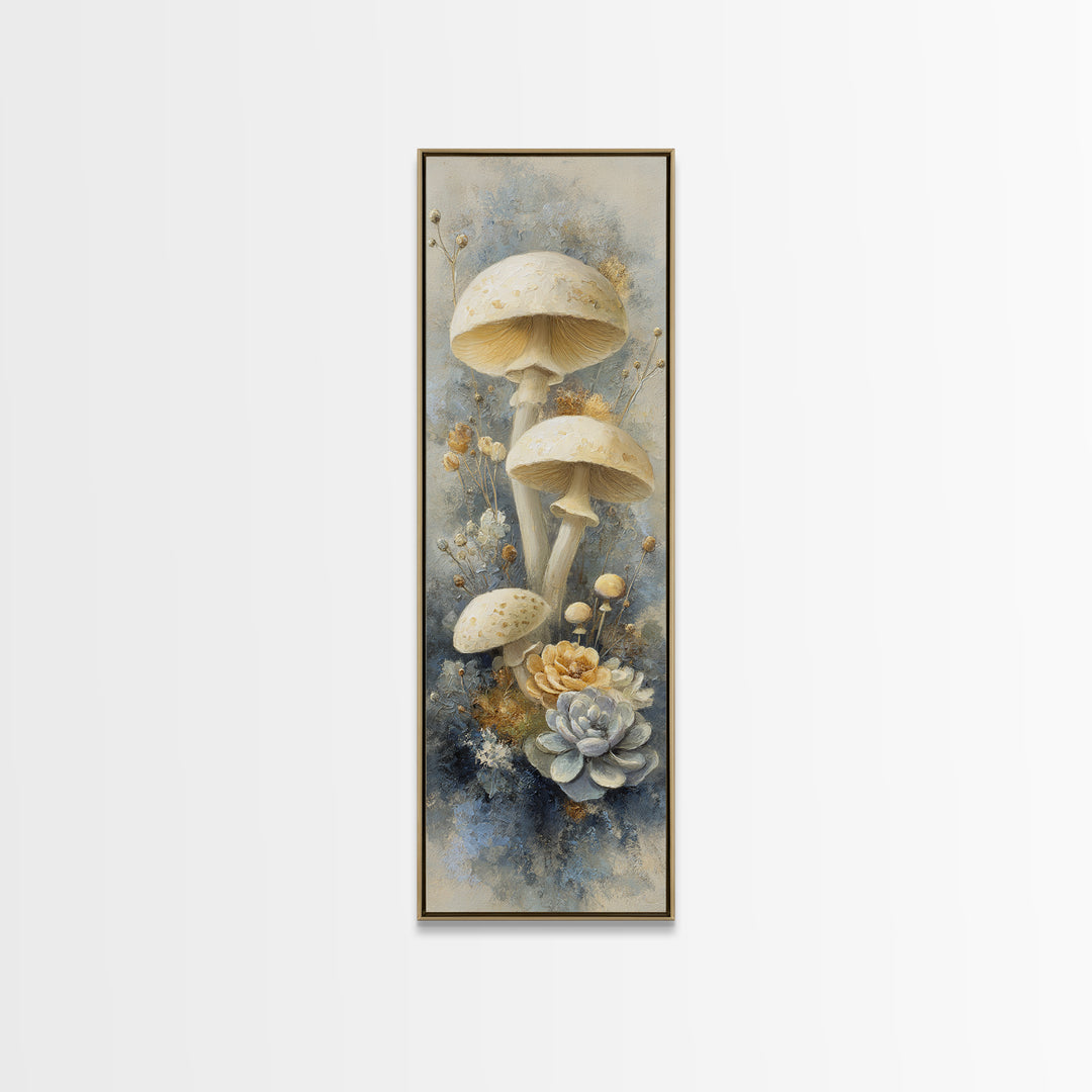 Teacup Garden with Tiny Mushrooms Canvas Print, Whimsical Art, Home Decor, Living Room Decor, Fine Art, Wonder, Digital Print, WHI-1x3-16