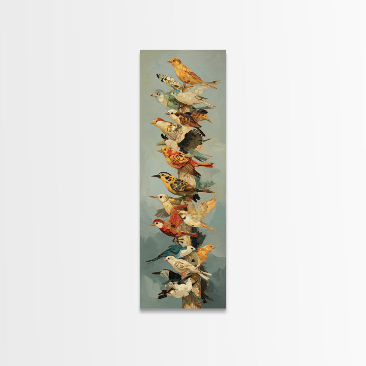 Floating House Carried by Colorful Birds Framed Canvas Print, Whimsical Art, Framed Wall Art, Living Room Decor, Wonder, WHI-1x3-19