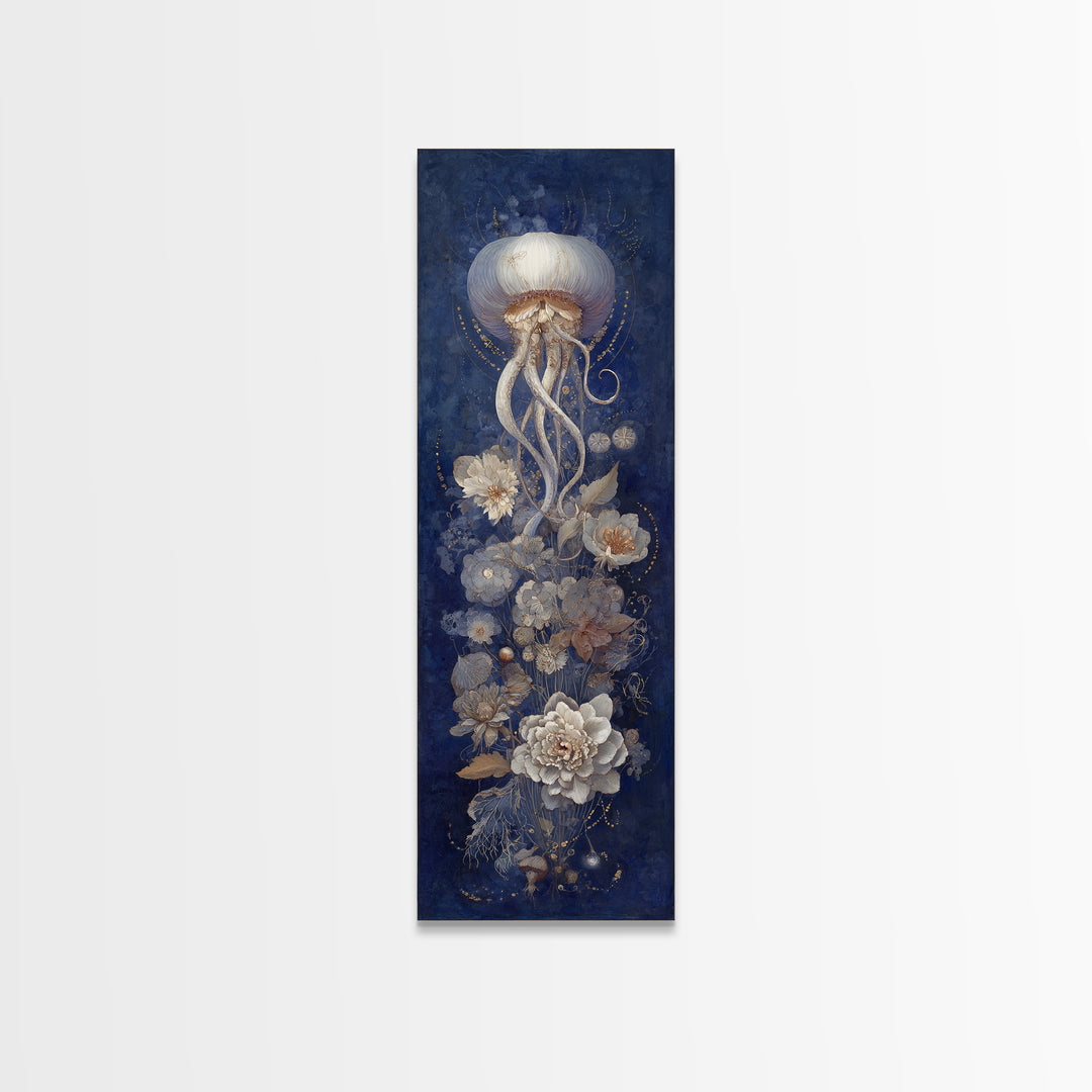 Octopus Conductor with Tiny Instruments Framed Canvas Print, Whimsical Art, Nursery Prints, Living Room Decor, Oil Painting, WHI-1x3-30