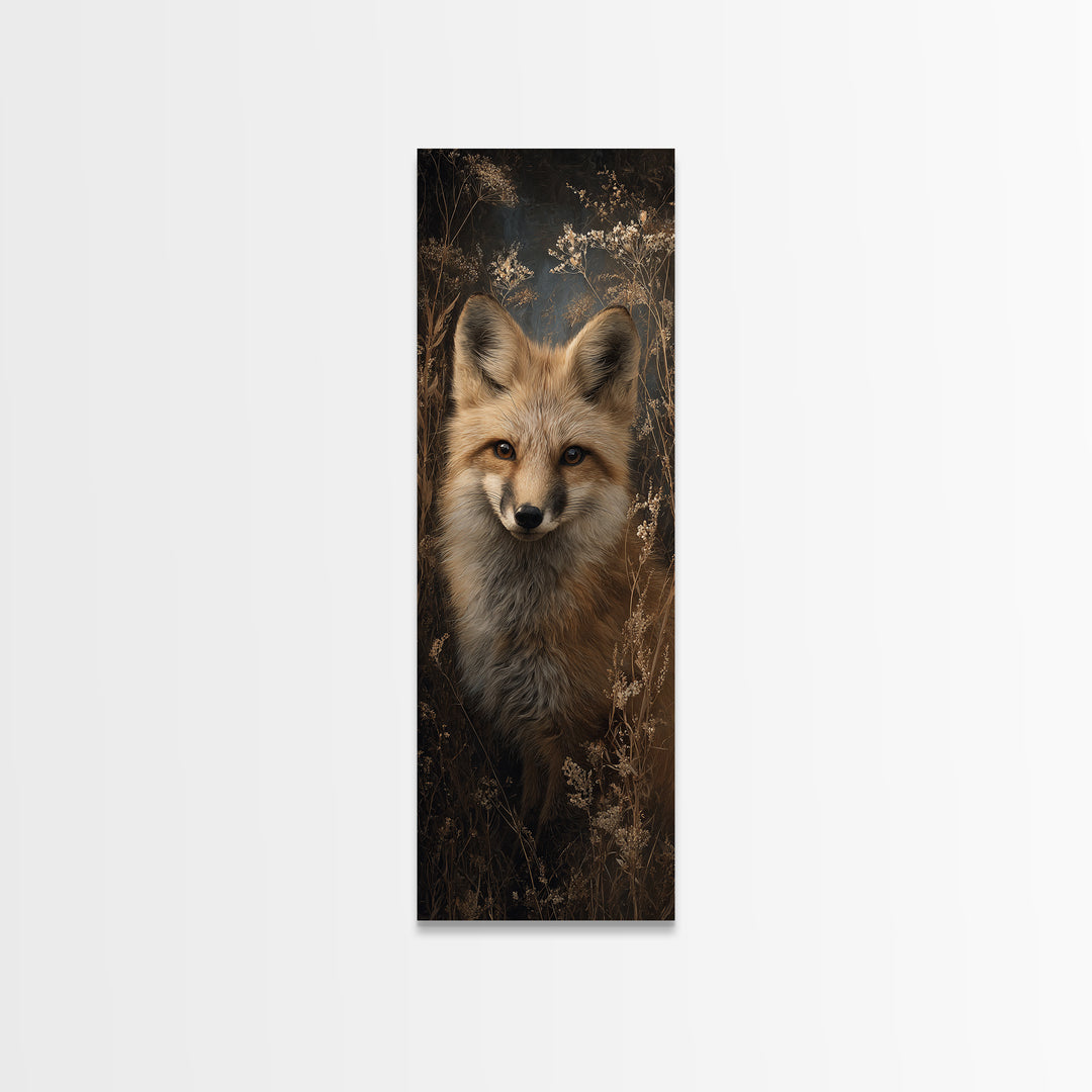 Fox Wearing a Tiny Crown Canvas Print, Whimsical Art, Minimalist Decor, Living Room Decor, Oil Painting, Wonder, WHI-1x3-37