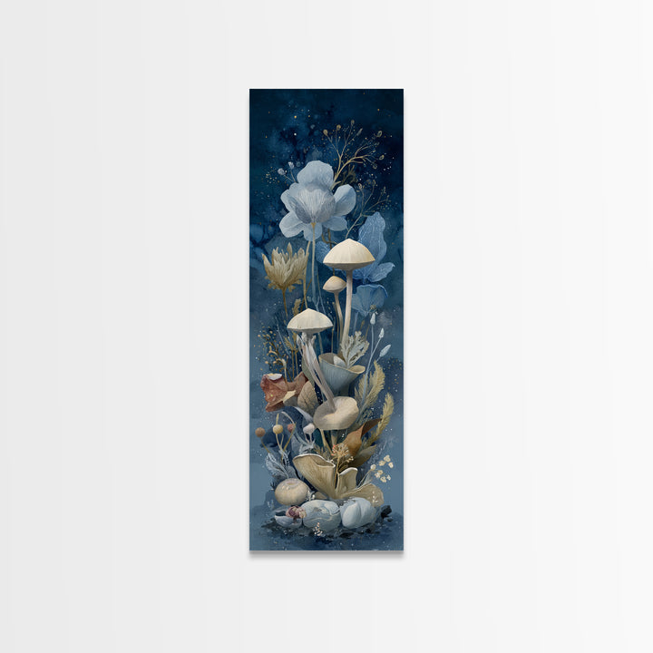 Teacup Garden with Tiny Mushrooms Canvas Print, Whimsical Art, Framed Wall Art, Living Room Decor, Oil Painting, Wonder, WHI-1x3-40