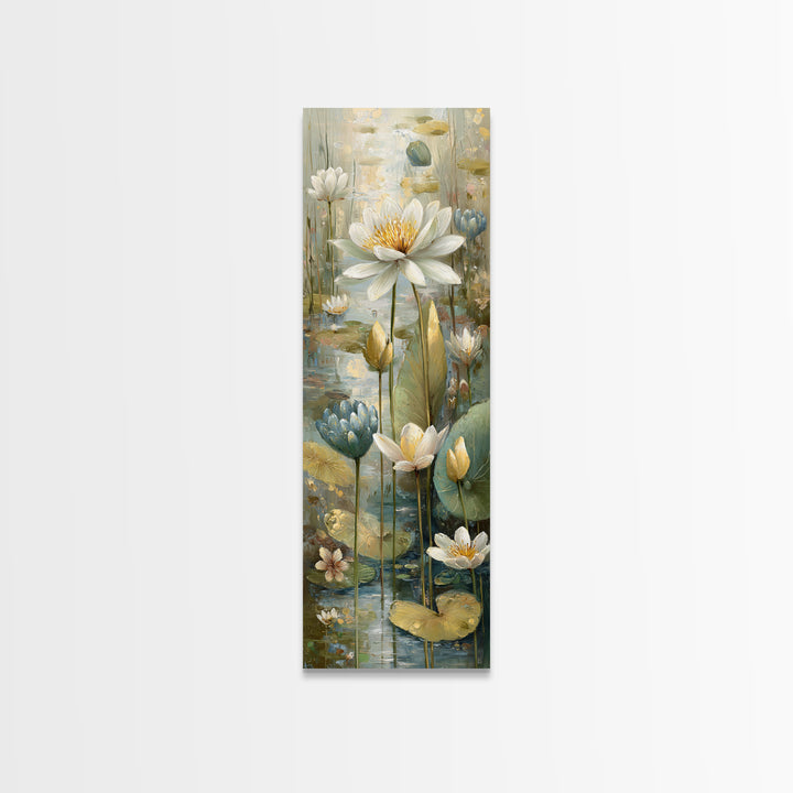 Frog Prince on a Lily Pad Canvas Print, Whimsical Art, Oil Painting, Living Room Decor, Fine Art, Wonder, Dark Academia Decor, WHI-1x3-44