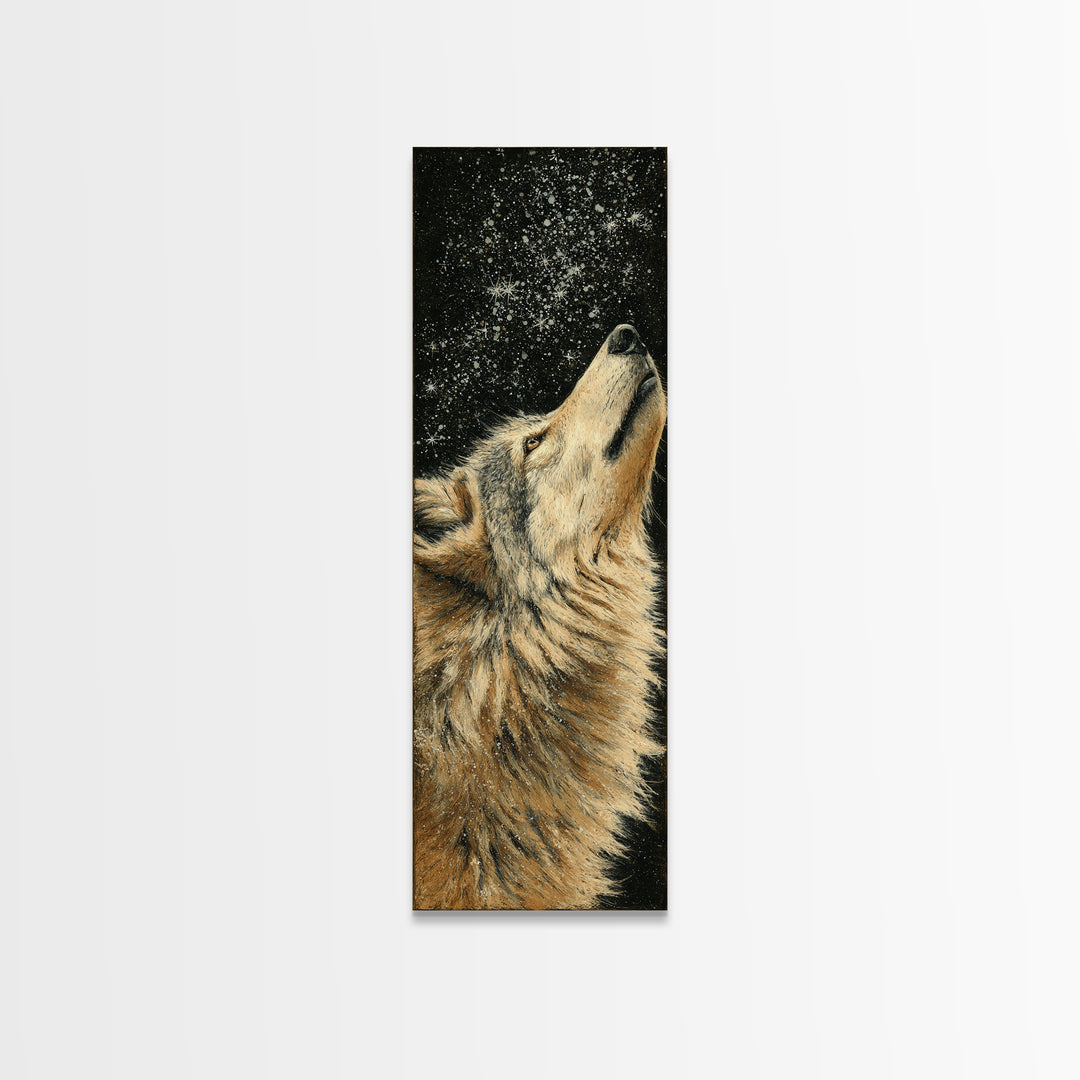 Bear Painting Stars Onto the Night Sky Framed Canvas Print, Whimsical Art, Wall Art, Living Room Decor, Oil Painting, Wonder, WHI-1x3-45