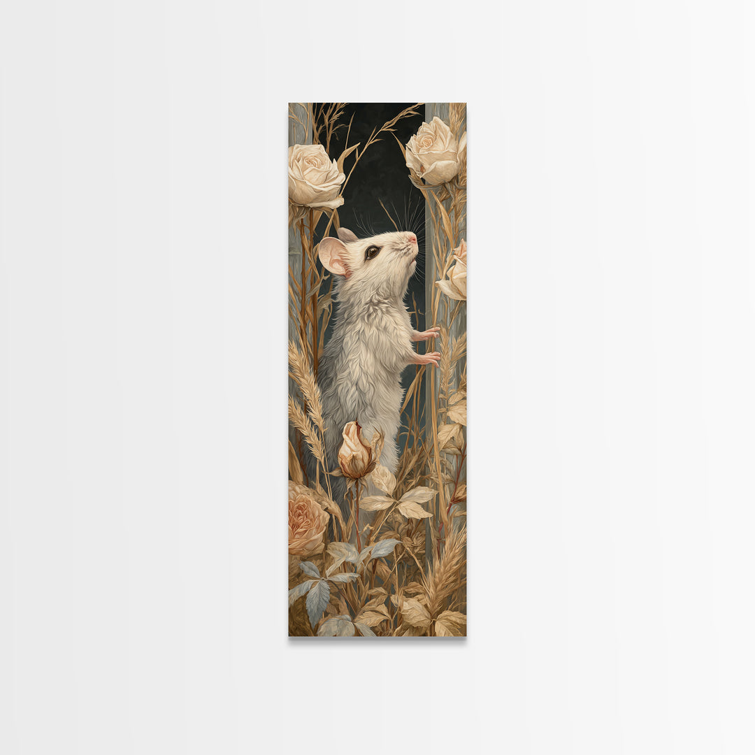 Mouse Ballerina in a Rose Garden Framed Canvas Print, Whimsical Art, Gallery Decor, Living Room Decor, Fine Art, Wonder, WHI-1x3-71