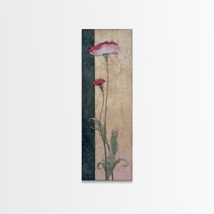 Robot Watering a Single Flower Canvas Print, Whimsical Art, Dark Academia Decor, Living Room Decor, Fine Art, Wonder, WHI-1x3-81