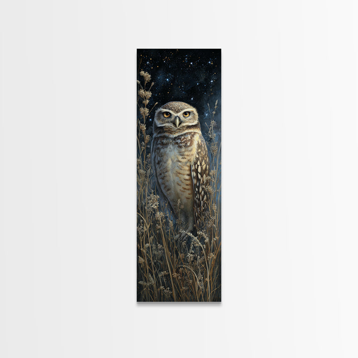 Owl Wearing Spectacles Among Stars Canvas Print, Whimsical Art, Wall Art, Living Room Decor, Oil Painting, Wonder, WHI-1x3-90