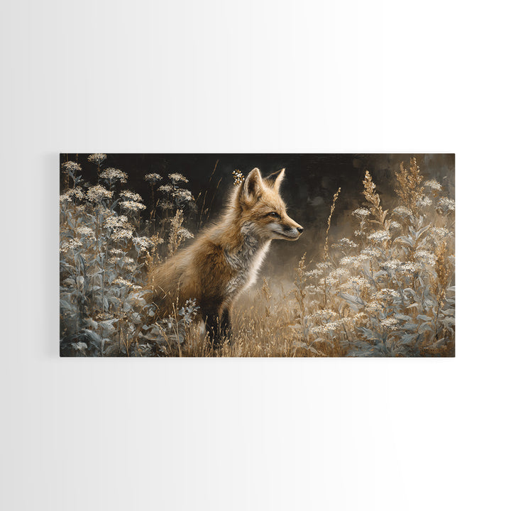 Fox Wearing a Tiny Crown Canvas Print, Whimsical Art, Printable Wall Art, Living Room Decor, Wonder, Abstract Wall Art, WHI-2x1-21