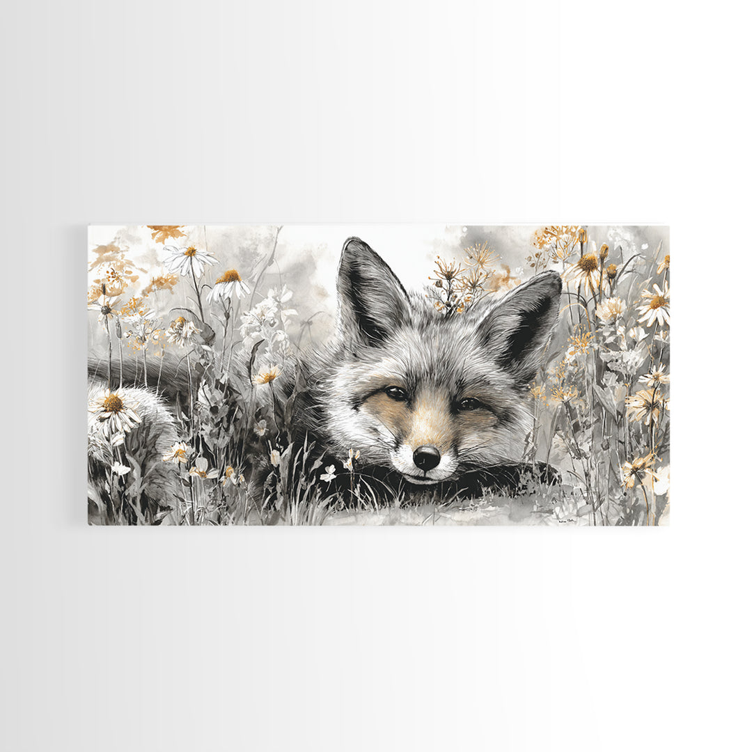 Fox Wearing a Tiny Crown Framed Canvas Print, Whimsical Art, Framed Wall Art, Living Room Decor, Oil Painting, Wonder, WHI-2x1-45