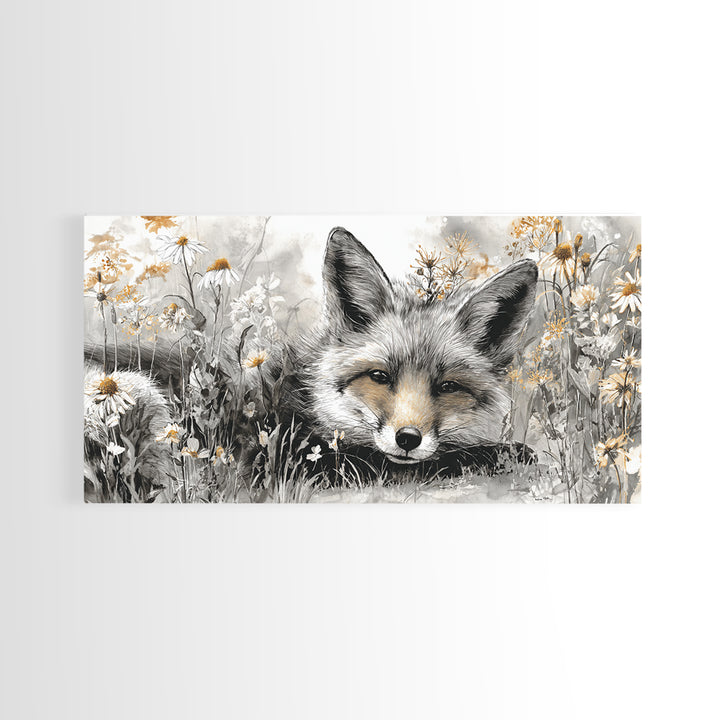 Fox Wearing a Tiny Crown Framed Canvas Print, Whimsical Art, Framed Wall Art, Living Room Decor, Oil Painting, Wonder, WHI-2x1-45