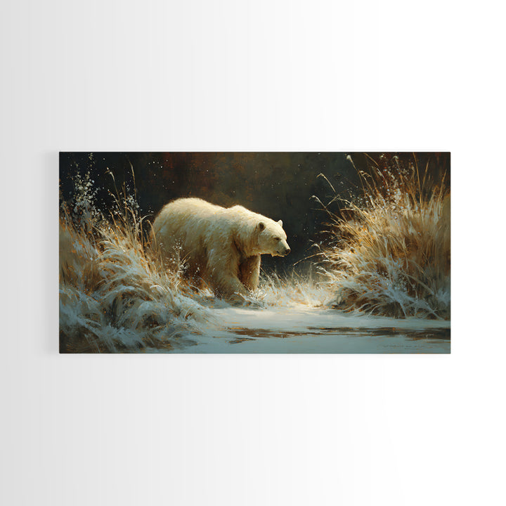 Bear Painting Stars Onto the Night Sky Canvas Print, Whimsical Art, Whimsical, Living Room Decor, Oil Painting, Wonder, WHI-2x1-77