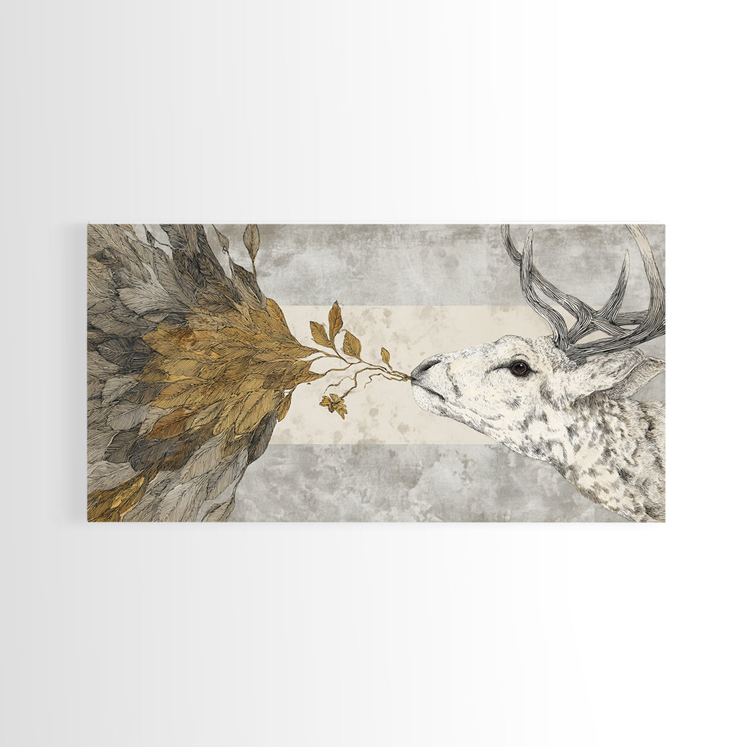 Bird Delivering a Tiny Love Letter Framed Canvas Print, Whimsical Art, Nursery Wall Art, Living Room Decor, Fine Art, Wonder, WHI-2x1-91