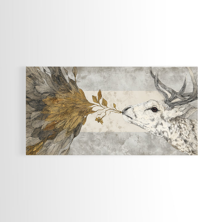 Bird Delivering a Tiny Love Letter Framed Canvas Print, Whimsical Art, Nursery Wall Art, Living Room Decor, Fine Art, Wonder, WHI-2x1-91