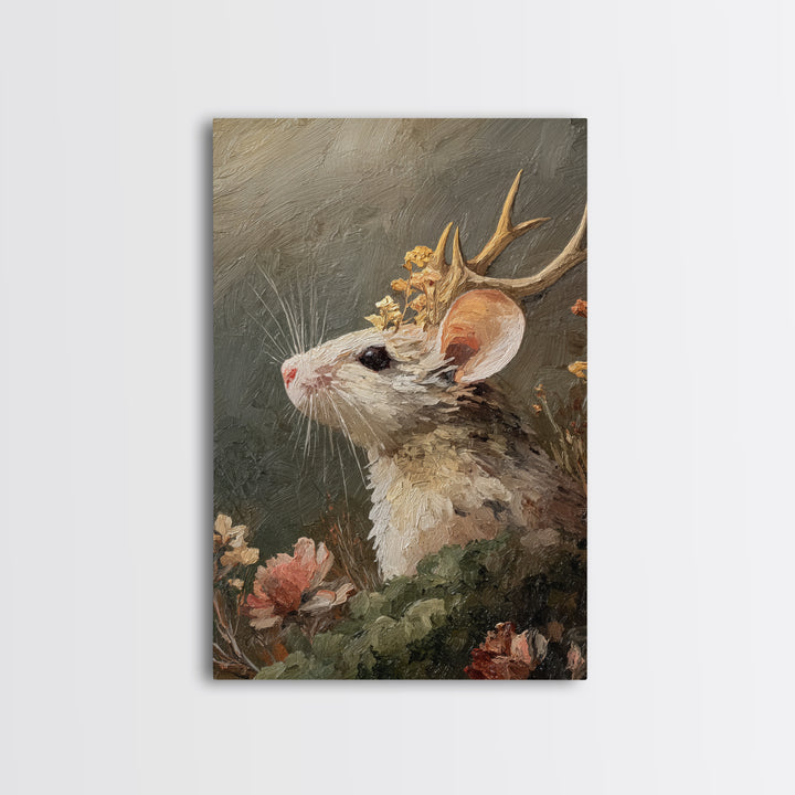 Mouse Ballerina in a Rose Garden Framed Canvas Print, Whimsical Art, Living Room Decor, Watercolor Art, Wonder, WHI-2x3-19
