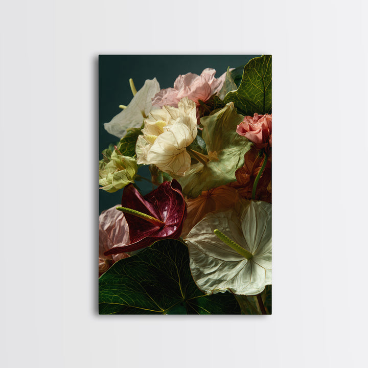 Magical Umbrella Raining Flowers Framed Canvas Print, Whimsical Art, Living Room Decor, Watercolor Art, Wonder, WHI-2x3-4