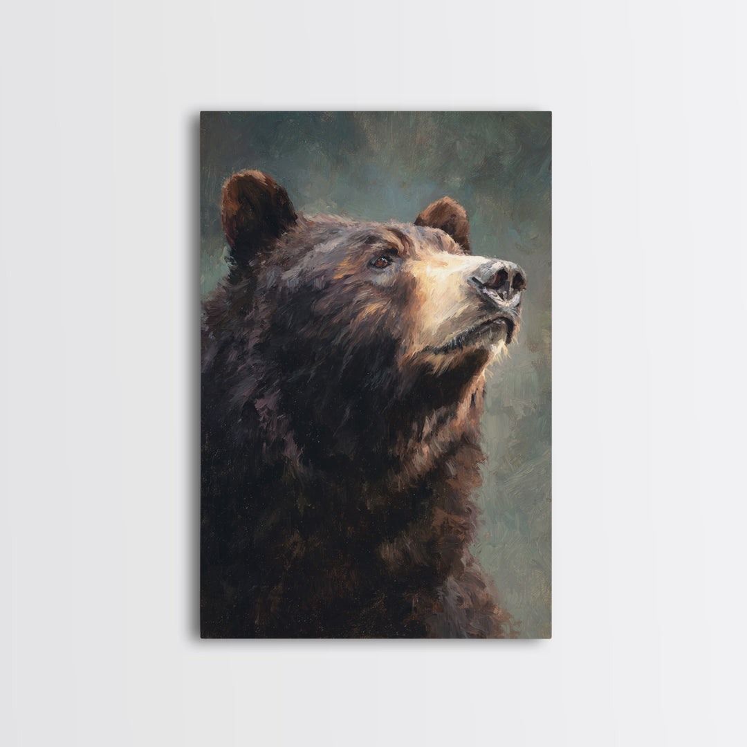 Bear Painting Stars Onto the Night Sky Framed Canvas Print, Whimsical Art, Art Nouveau, Living Room Decor, Abstract Art, Wonder, WHI-2x3-41