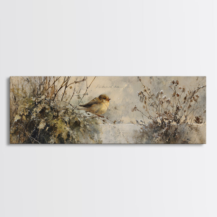 Bird Delivering a Tiny Love Letter Framed Canvas Print, Whimsical Art, Gallery Decor, Living Room Decor, Fine Art, Wonder, WHI-3x1-15
