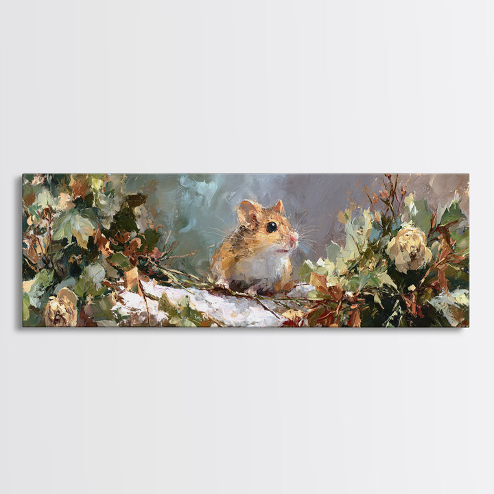 Mouse Ballerina in a Rose Garden Canvas Print, Whimsical Art, Fine Art Print, Living Room Decor, Watercolor Art, Wonder, WHI-3x1-3