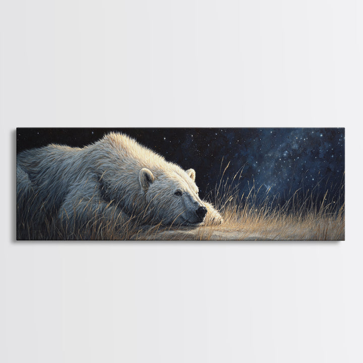 Bear Painting Stars Onto the Night Sky Canvas Print, Whimsical Art, Bird Art, Living Room Decor, Abstract Art, Wonder, WHI-3x1-49