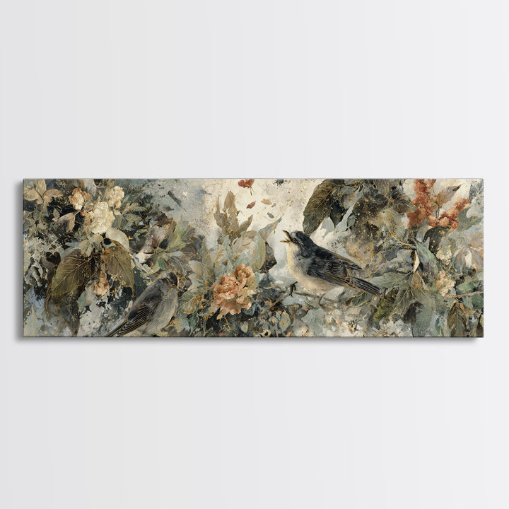 Bird Delivering a Tiny Love Letter Framed Canvas Print, Whimsical Art, Contemporary Art, Living Room Decor, Fine Art, Wonder, WHI-3x1-63