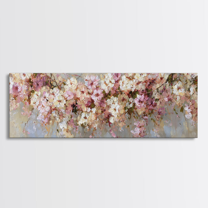 Magical Umbrella Raining Flowers Framed Canvas Print, Whimsical Art, Digital Art, Living Room Decor, Watercolor Art, Wonder, WHI-3x1-84