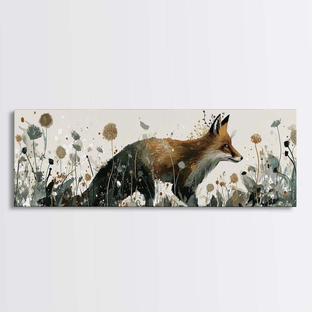 Fox Wearing a Tiny Crown Framed Canvas Print, Whimsical Art, Boho Decor, Living Room Decor, Fine Art, Wonder, Digital Art, WHI-3x1-89