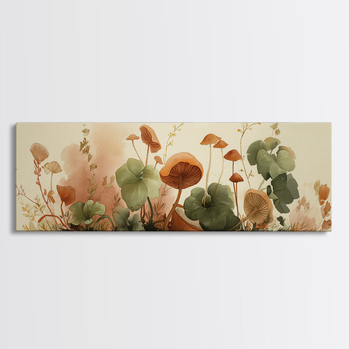 Teacup Garden with Tiny Mushrooms Canvas Print, Whimsical Art, Printable Wall Art, Living Room Decor, Fine Art, Wonder, WHI-3x1-92