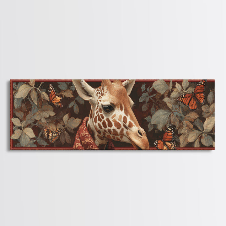 Giraffe with Scarf and Butterflies Canvas Print, Whimsical Art, Nursery Art, Living Room Decor, Fine Art, Wonder, WHI-3x1-98