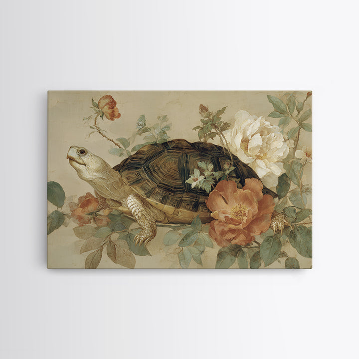 Turtle with Garden Growing on Shell Canvas Print, Whimsical Art, Printable Art, Living Room Decor, Fine Art, Wonder, Cat Art, WHI-3x2-26