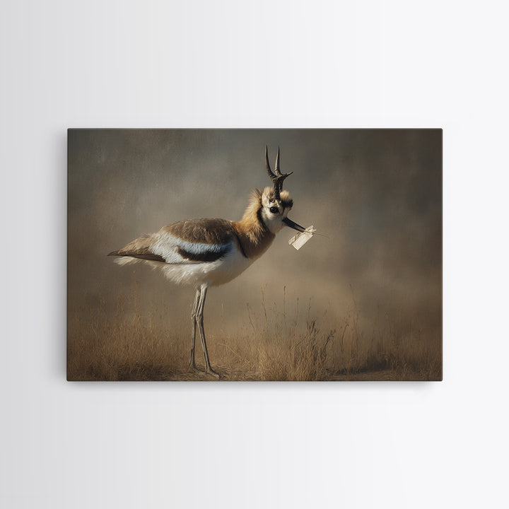 Bird Delivering a Tiny Love Letter Framed Canvas Print, Whimsical Art, Gallery Decor, Living Room Decor, Fine Art, Wonder, WHI-3x2-27