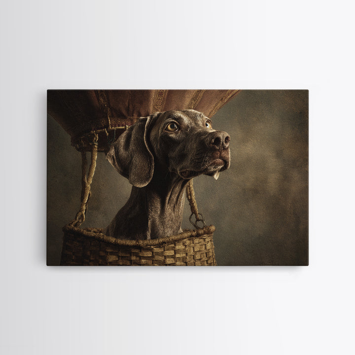 Dog in a Hot Air Balloon Canvas Print, Whimsical Art, Abstract Wall Art, Living Room Decor, Fine Art, Wonder, Neutral Decor, WHI-3x2-42