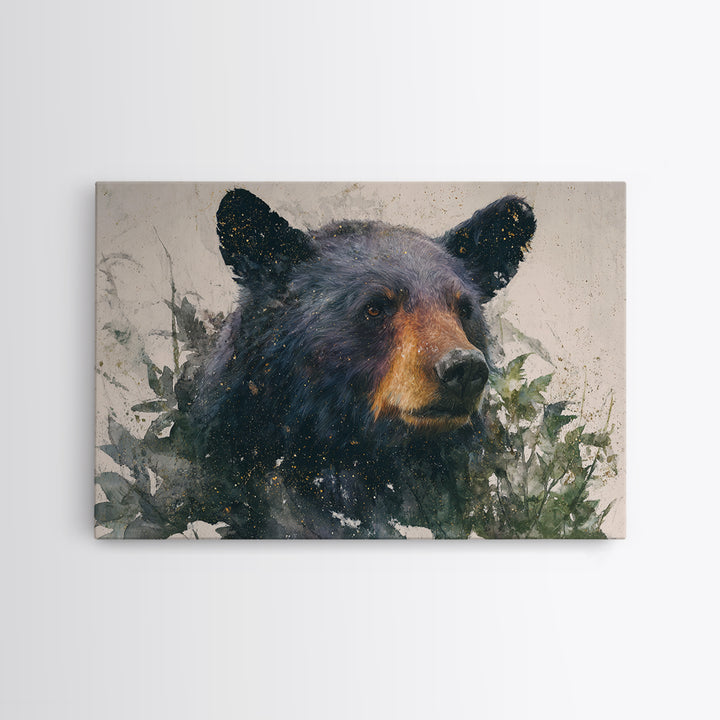 Bear Painting Stars Onto the Night Sky Canvas Print, Whimsical Art, Nursery Prints, Living Room Decor, Oil Painting, Wonder, WHI-3x2-61
