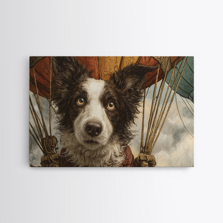 Dog in a Hot Air Balloon Canvas Print, Whimsical Art, Abstract Wall Art, Living Room Decor, Fine Art, Wonder, Neutral Decor, WHI-3x2-66